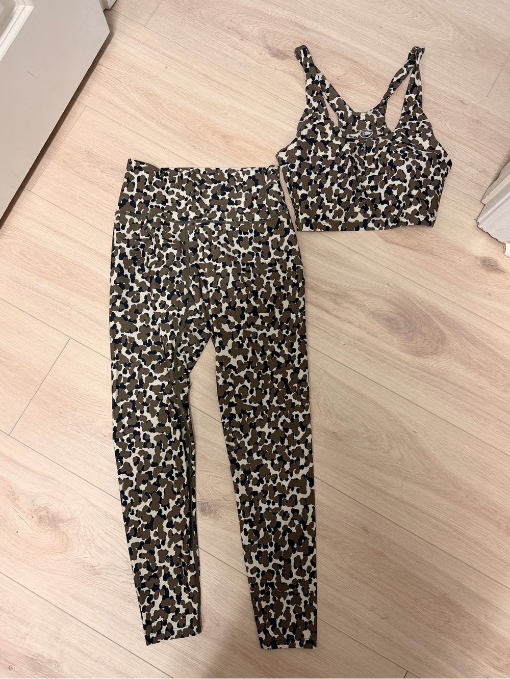 Sage Taupe and Black Camo High-Waist Leggings Set